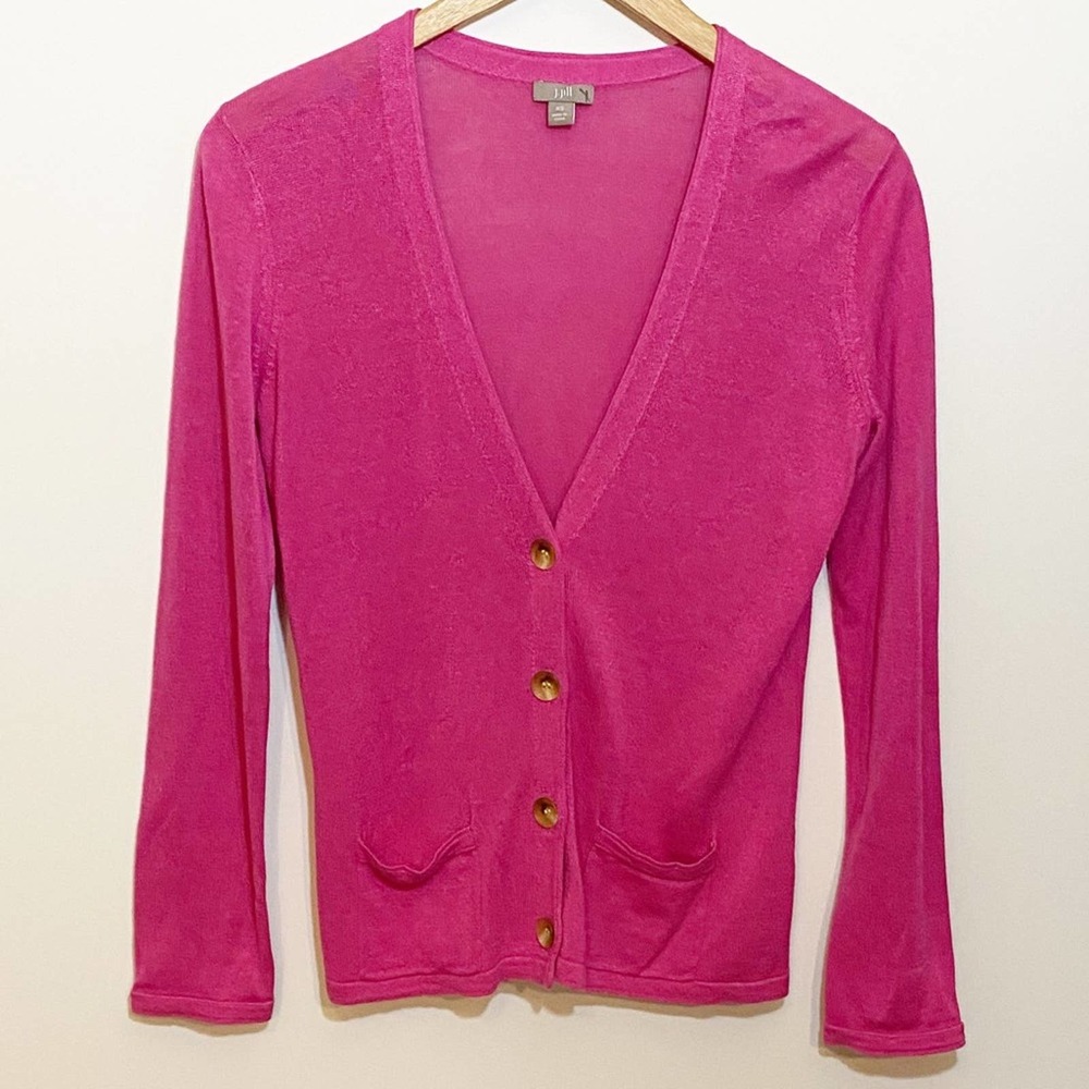 J. Jill Hot Pink Button-Front Cardigan